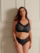 Beauty Stripe Front Fastening Bra - Black/Grey